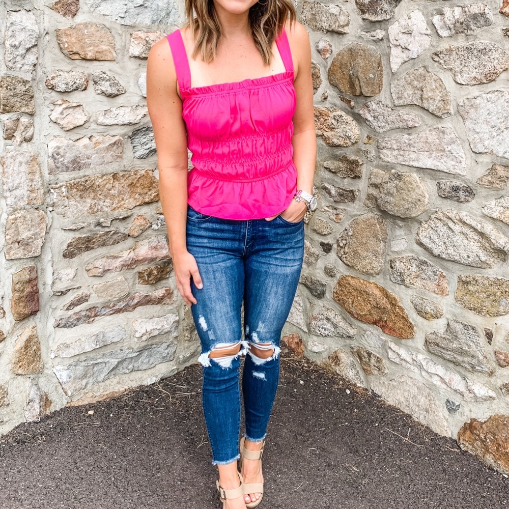 Hot Pink Smocked Top